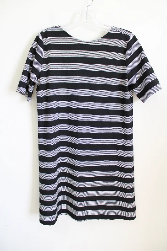 Gap Black & White Striped Dress | M Tunics Satin smooth