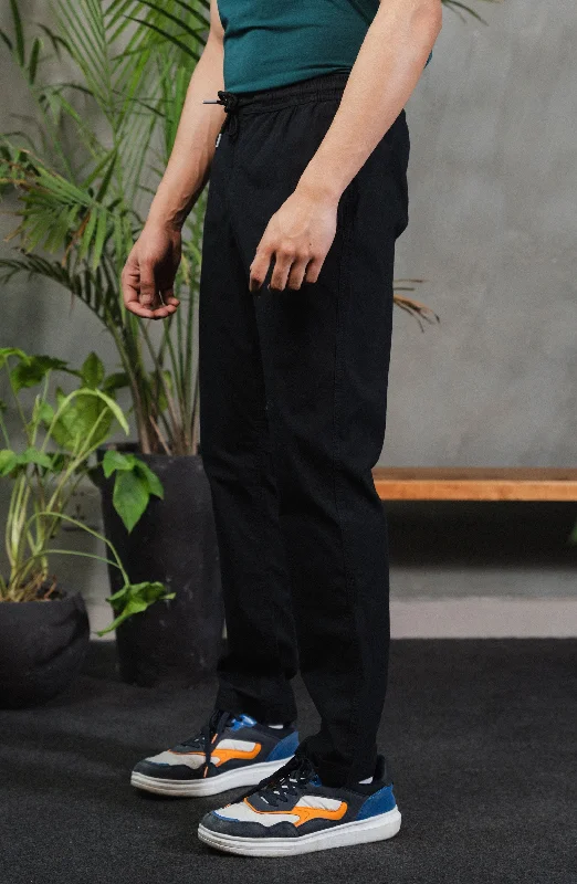 Lounge Wear Pants - Black Comfortable Wide-Leg Pants
