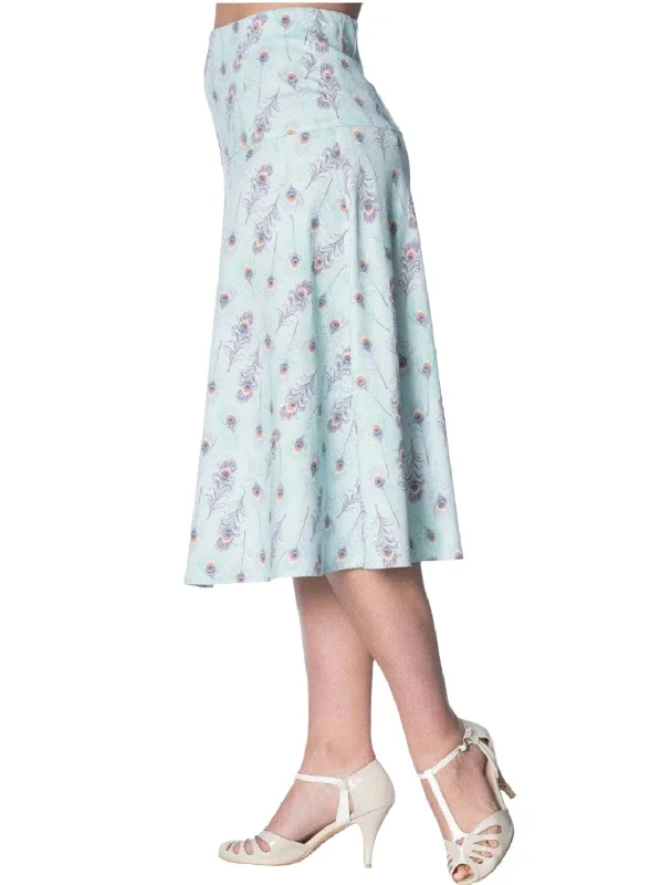 PEACOCK A-LINE SKIRT flowy skirt hem
