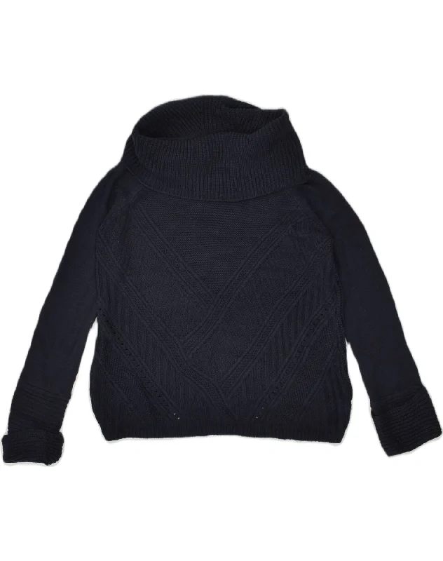 OASIS Womens Roll Neck Jumper Sweater UK 10 Small Navy Blue Acrylic Long Sweater Short Sweater Cropped Sweater