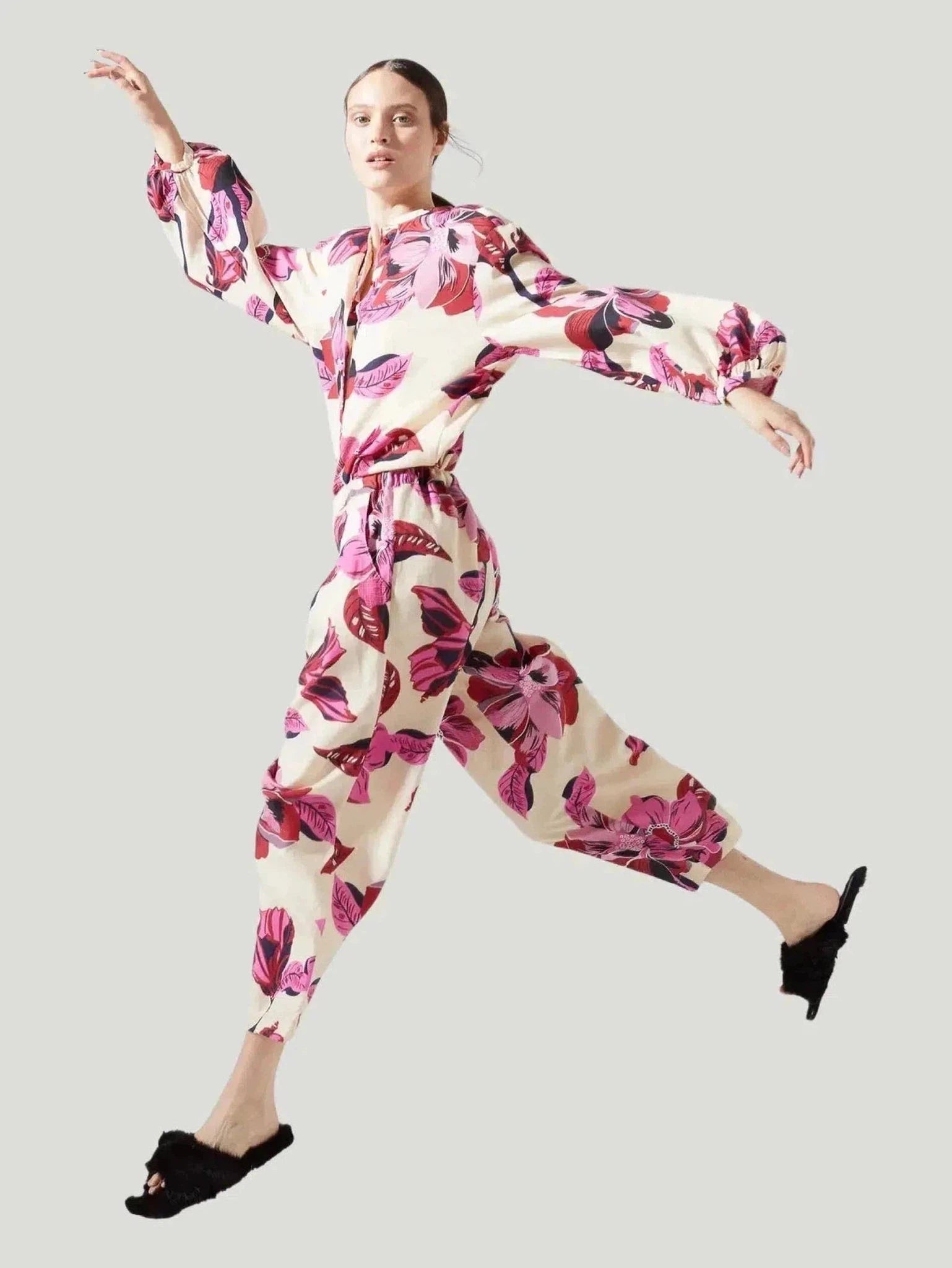 Lanhtropy Cape Linen Hibiscus Pants Classic Bootcut Trousers