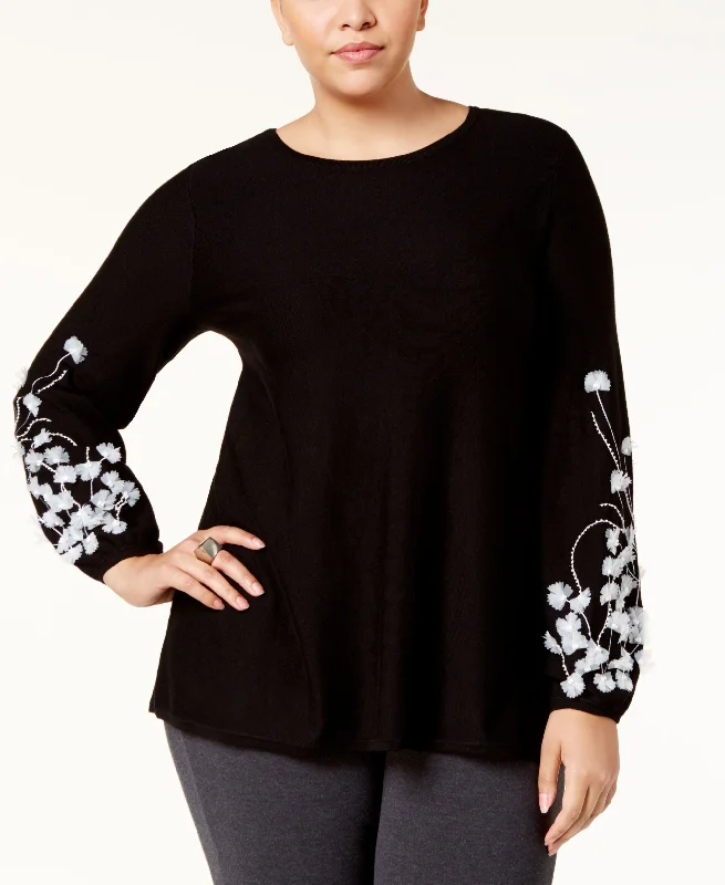 Alfani Plus Size Embellished Tunic Sweater Collared Crew Neck Turtle Neck