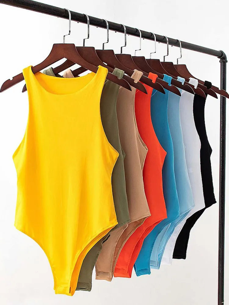 summer solid sexy bodycon women bodysuits female 8 color green slim casual za bodysuit chic lady club short playsuits femme Cozy Fit Bodysuit
