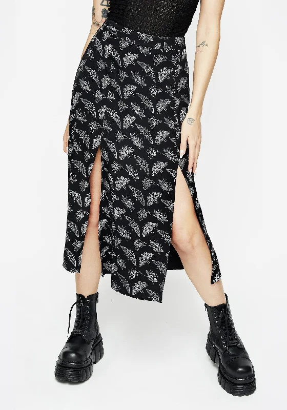 Mortmoth Midi Skirt With Splits vintage skirt charm