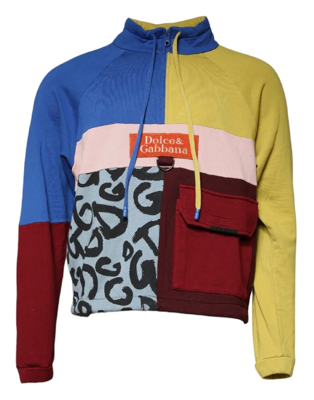 Multicolor Patchwork Men Sweatshirt Sweater Transparent Opaque Sheer