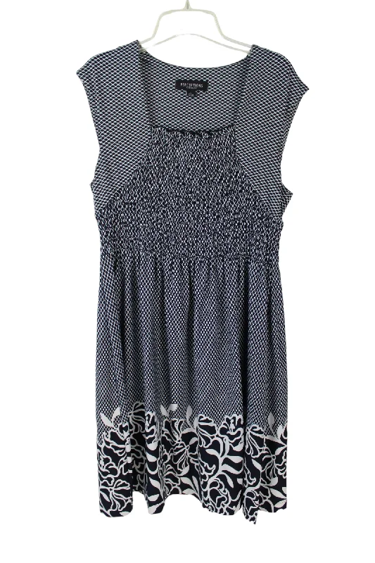 Perceptions New York Blue Patterned Smocked Dress | L Tunics Stylish elegant
