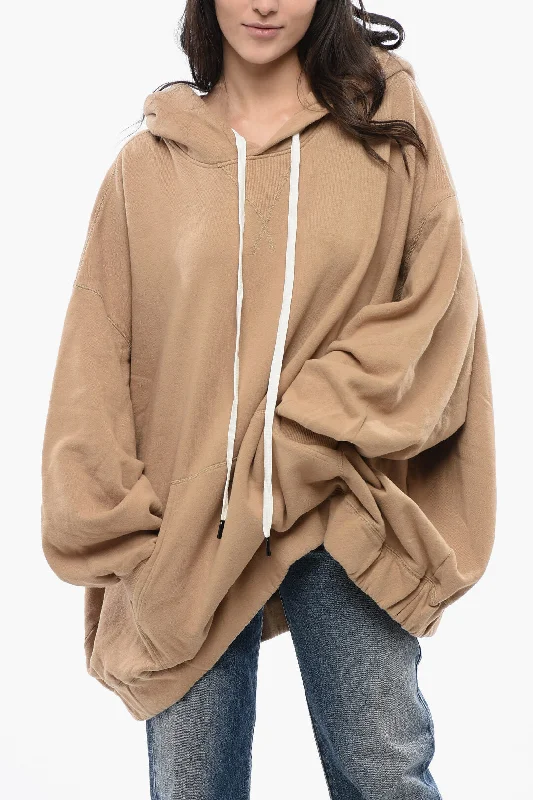 R13 Oversized Jumbo Hoodie With Patch Pocket Hoodie with Raglan Sleeves Sporty Comfortable