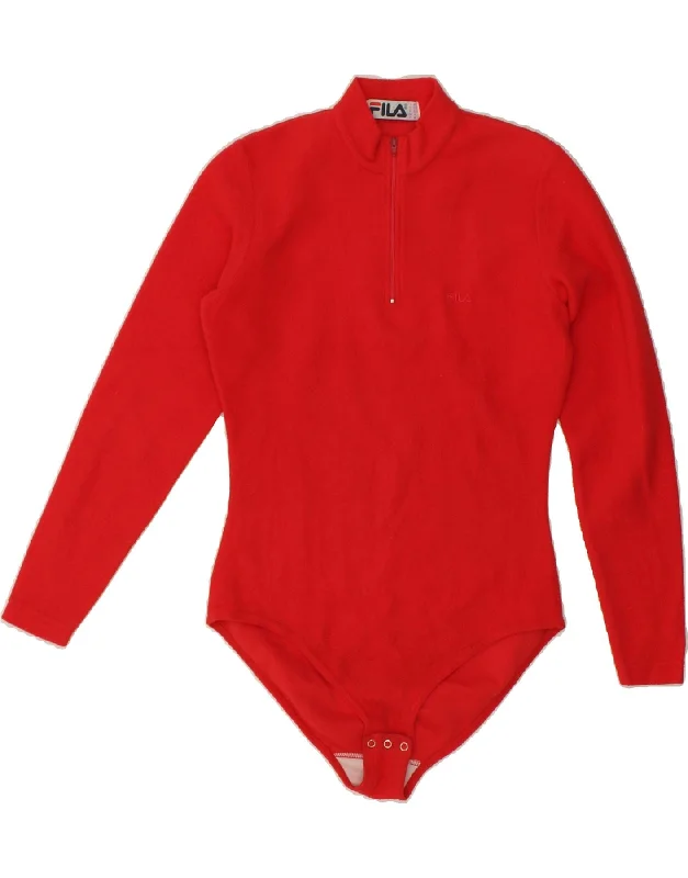 FILA Womens Fleece Bodysuit IT 40 Small Red Cozy Cotton Bodysuit