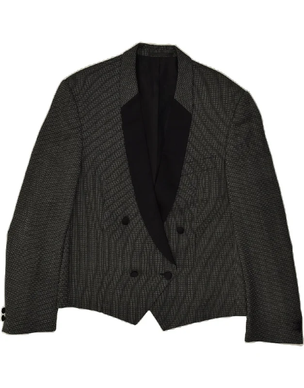 CREATION Womens Double Breasted Blazer Jacket UK 18 XL Grey Polyester V-Neck Jacket Boat Neck Jacket Square Neck Jacket