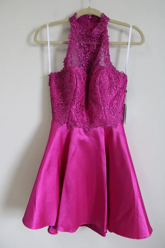 NEW Alyce Paris Raspberry Pink Lace Top Dress | 4 Tunics Satin smooth