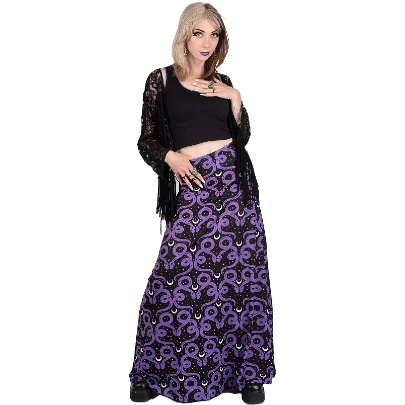 Purple Snake Moon Magick Maxi Skirt satin skirt smooth