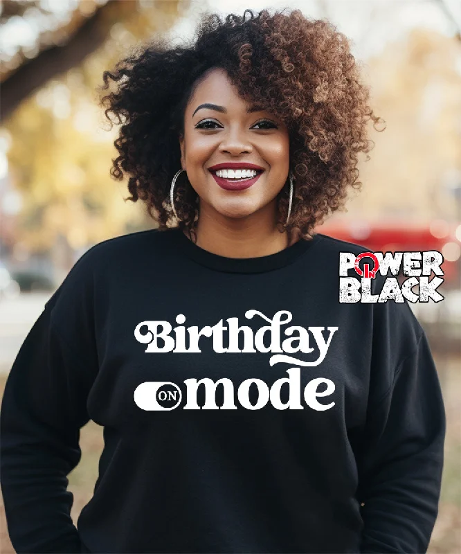 Birthday Mode Sweatshirt Hoodie with Mock Neck Collared Structured
