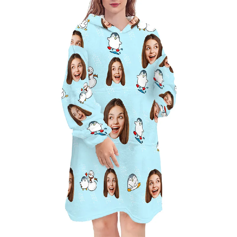 Custom Hoodie Blanket with Pocket Personalized Oversized Hoodie Sweatshirt Hoodie with Bell Sleeves Flared Feminine