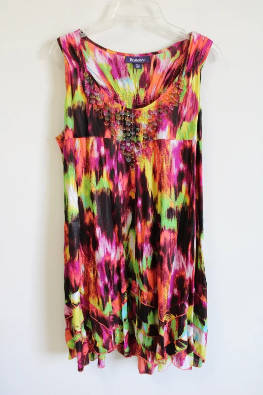 Roaman's Pink Glass Beaded Neckline Dress | 20W Tunics Summer linen