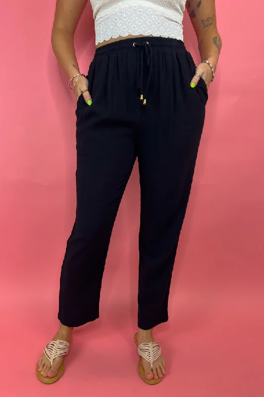 Coastal Walk Linen Pants Sleek Black Pants