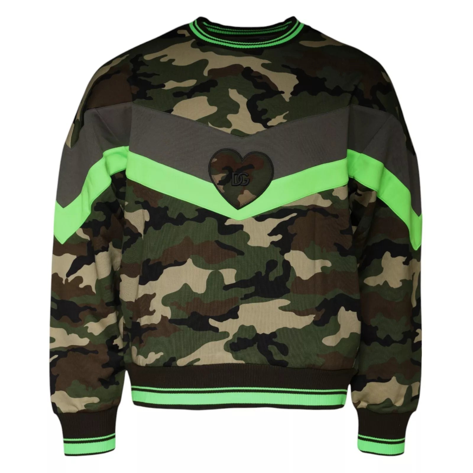 Multicolor Camouflage Sweatshirt Sweater Ribbed Striped Patterned