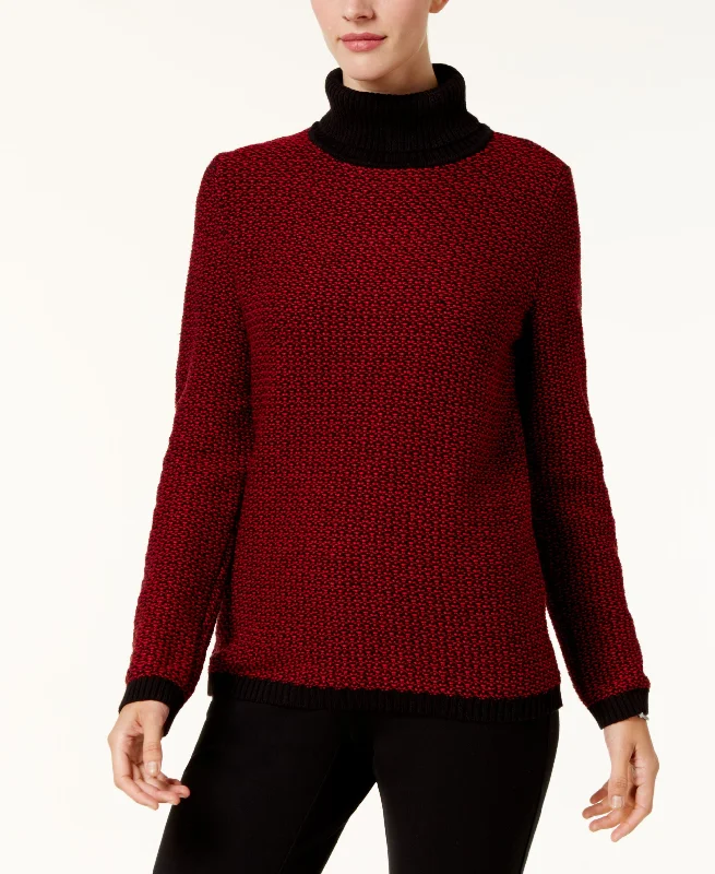 Karen Scott Petite Cotton Turtleneck Sweater Zippered Buttoned Snapped
