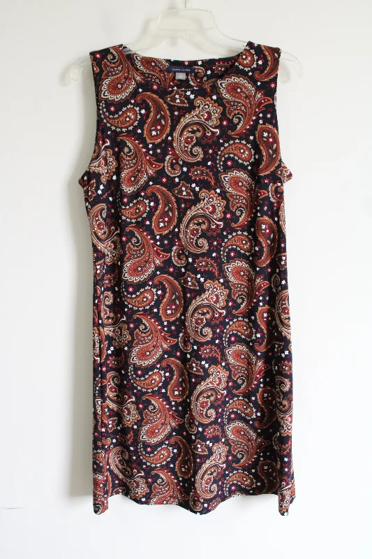 Tommy Hilfiger Brown Navy Blue Paisley Dress | 10 Halter Neckline Beach