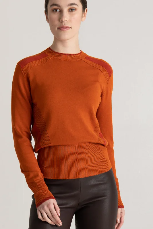Levity Rib Long Sleeve Sweater - Spice Nylon Fabric Polyester Fabric Spandex Fabric