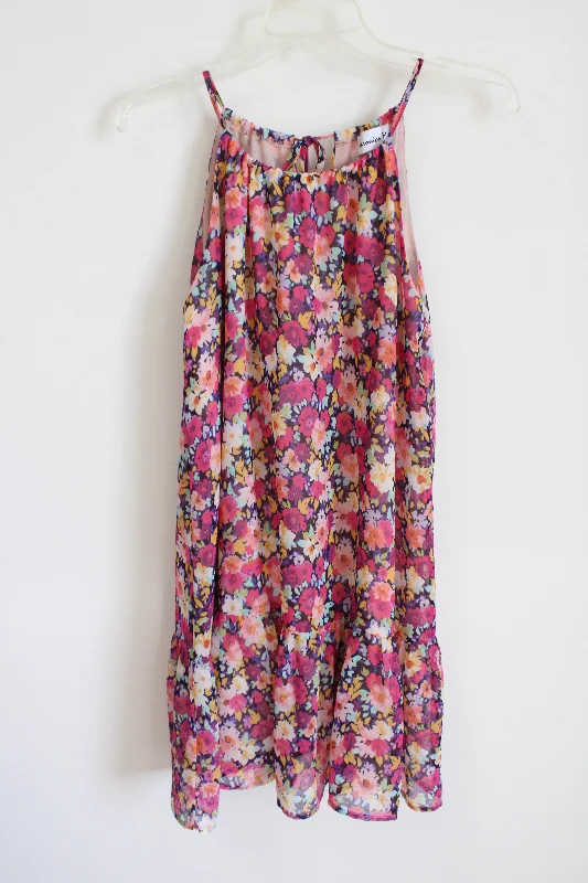 Veronia M Purple Floral Chiffon Dress | XS Tunics Top rated