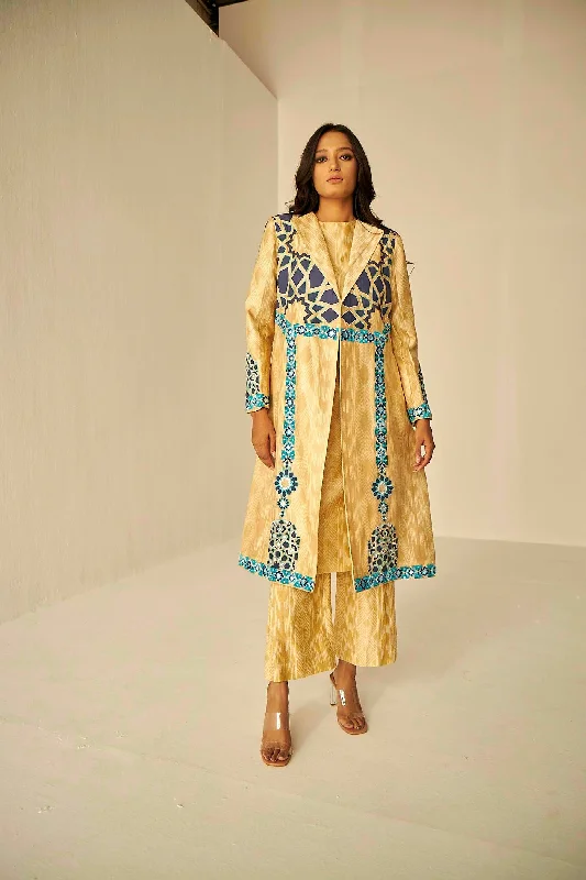 Beige Gold- The Window Trench, Kurta And Pant Set Fashionable Track Pants