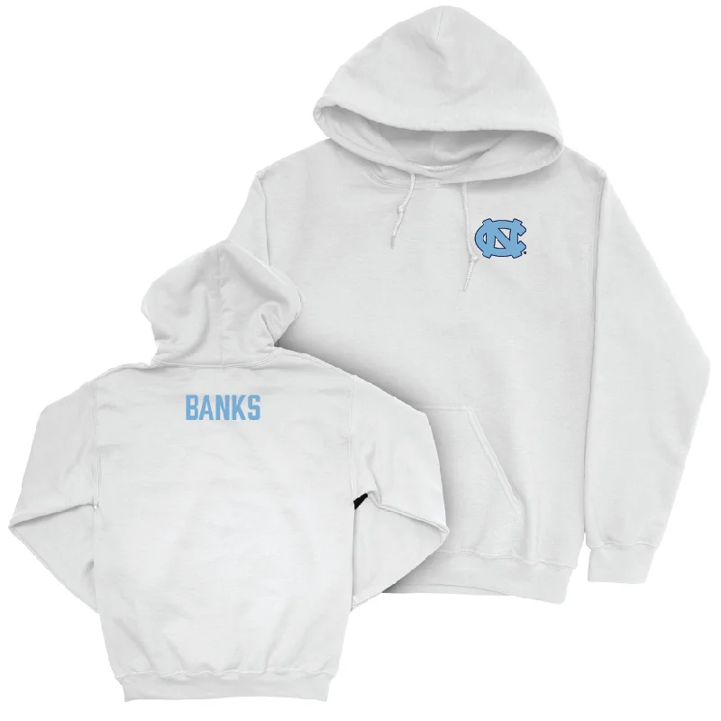 UNC Women's Track & Field White Logo Hoodie - Sydney Banks Hoodie with Color Block Contrast Stylish