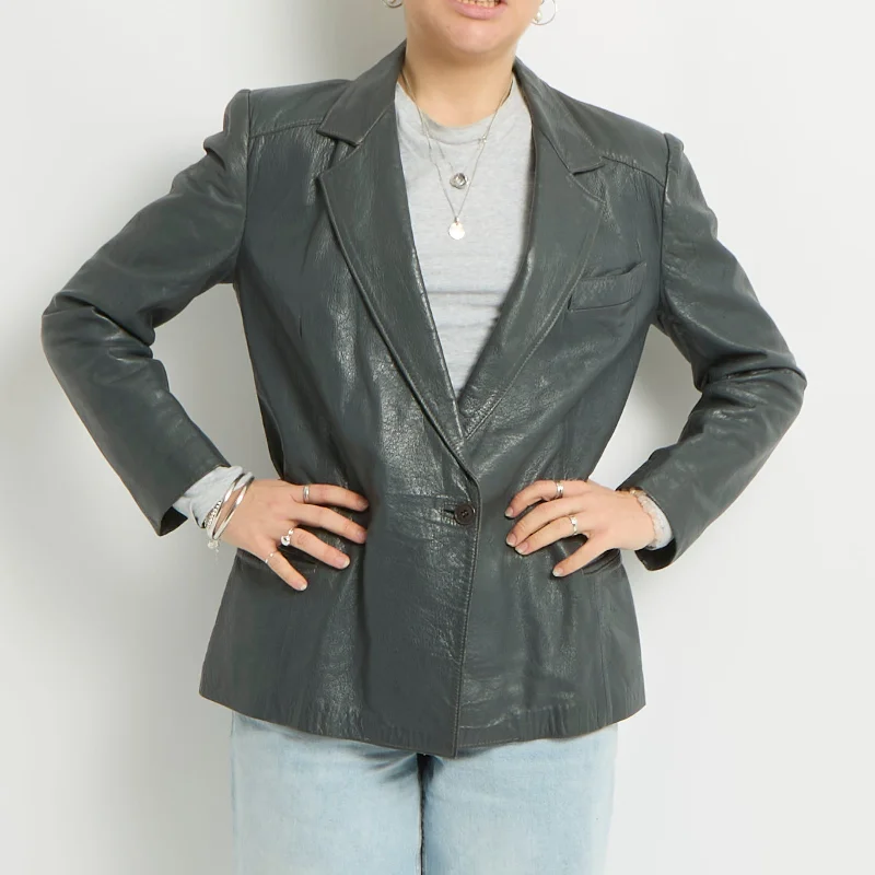 Leather Blazer Jacket - UK 10 Appliqued Jacket Beaded Jacket Sequined Jacket
