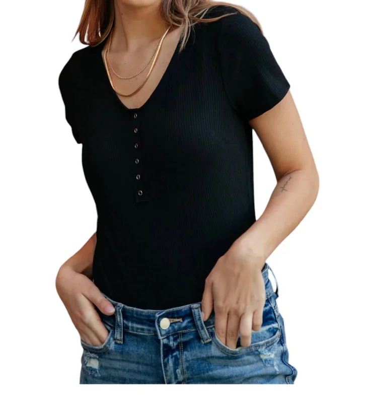 Tuck Bodysuit In Black Trendy Off-Shoulder Bodysuit