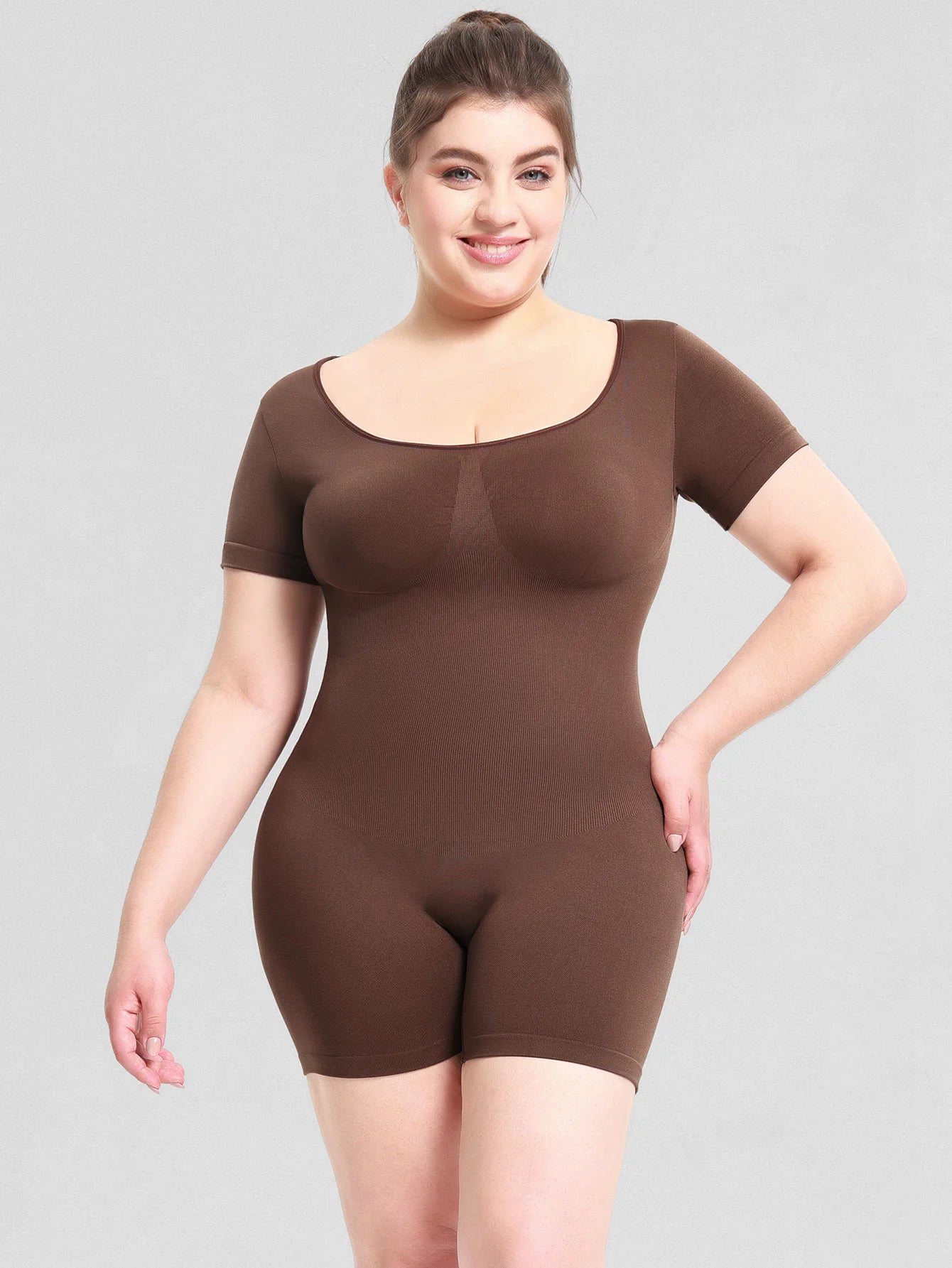 Women's Shapewear Bodysuit Tummy Control Body Shaper Seamless Sculpting Snatched Waist Body Suit Stylish Mock Neck Bodysuit