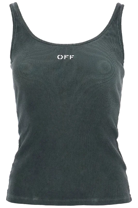 Stretch Cotton Tank Top For Women  - Grey ivory tank top