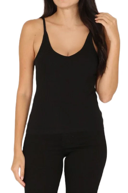 Women's Variegated Rib V Neck Tank Top teal tank top