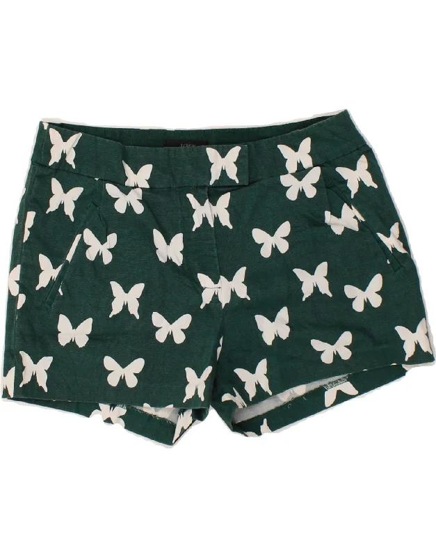 J. CREW Womens Abstract Pattern Hot Pants US 2 XS W32 Green Trendy Printed Leggings