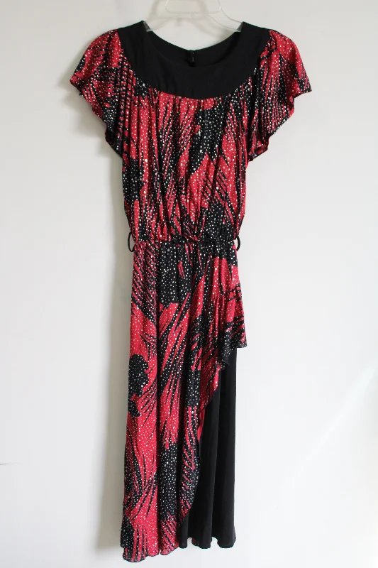 StepJo Paris Red & Black Shimmer Dress | S Bodycon Club Sequined