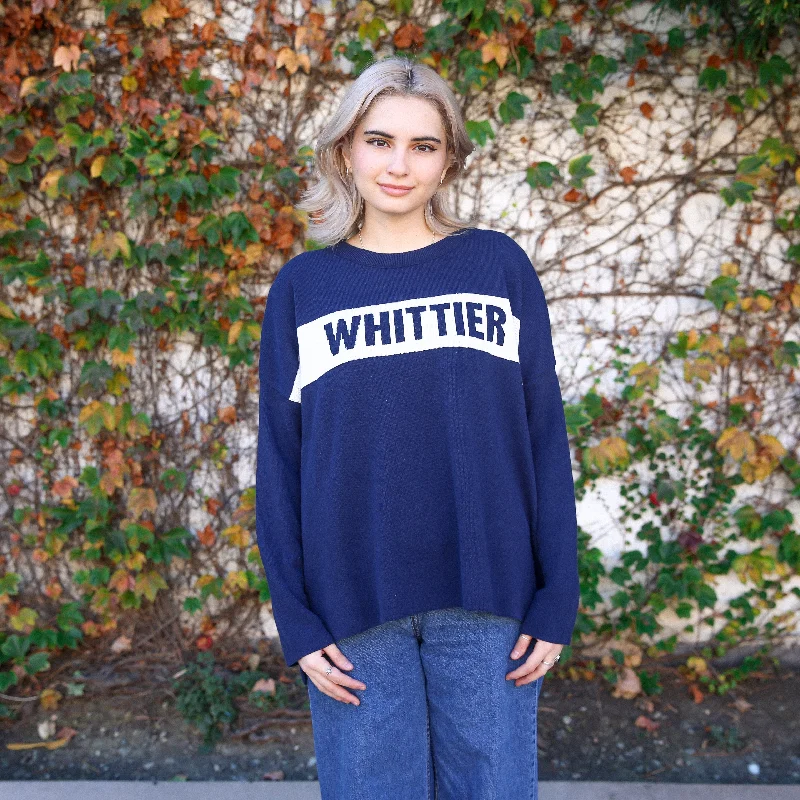 Whittier Relaxed Sweater | Navy Knit Fabric Woven Fabric Fleece Fabric