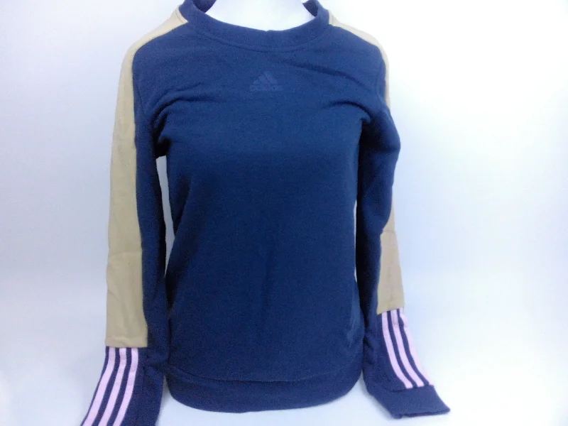 adidas Color-Block Linear Sweatshirt Crew Navy Clear Pink XS Tops Hooded Sweatshirt Casual Wear Street Style