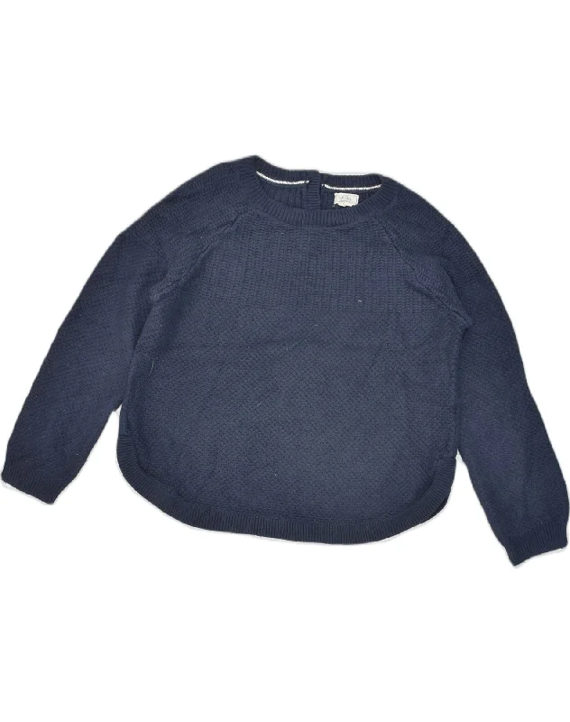 FAT FACE Womens Crew Neck Jumper Sweater UK 12 Medium Blue Acrylic Welt Pockets Slit Pockets Flap Pockets