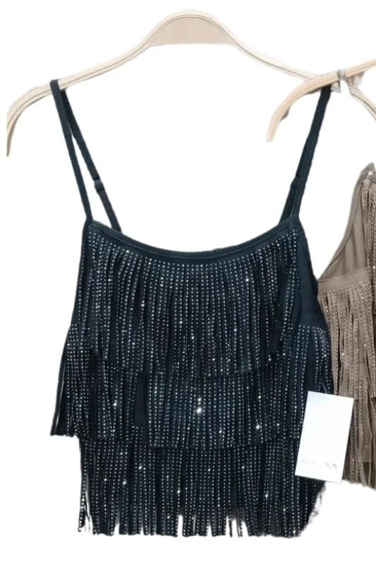 Studded Fringe Layer Tank Top v-neck tank top