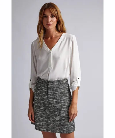 Salt & Pepper Zip Mini Skirt wool skirt sturdy