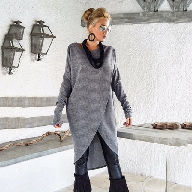 Lois® | Elegant long loose sweater Hooded Caped Shawl Collar