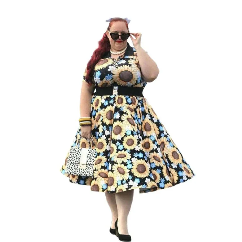 Sunflowers Full Circle Skirt asymmetrical skirt cut
