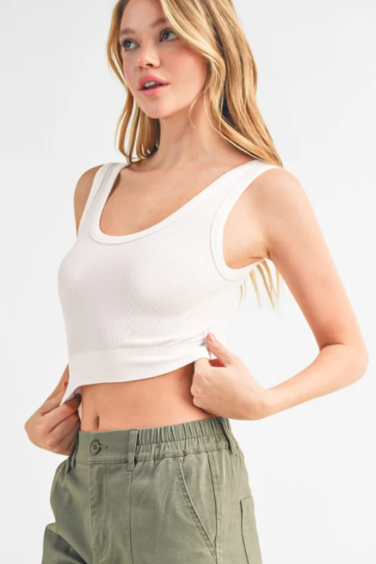 2 for $16: Scoop Ribbed Neck Crop Tank Top long tank top
