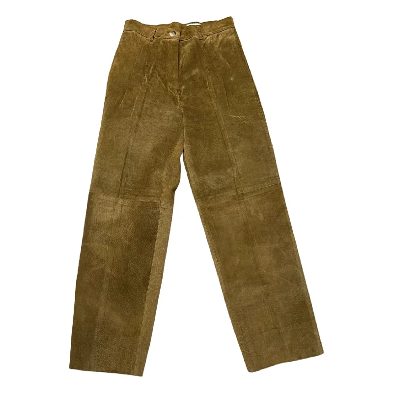Vintage Camel Pleated Suede Pants (26) Classic Bootcut Trousers