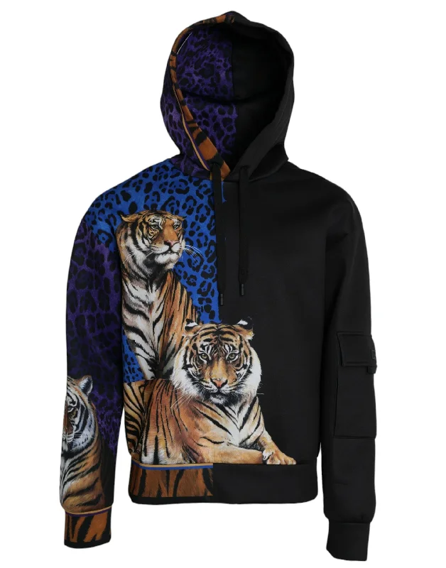 Multicolor Tiger Hooded Sweatshirt Sweater Satin Fabric Silk Fabric Chiffon Fabric