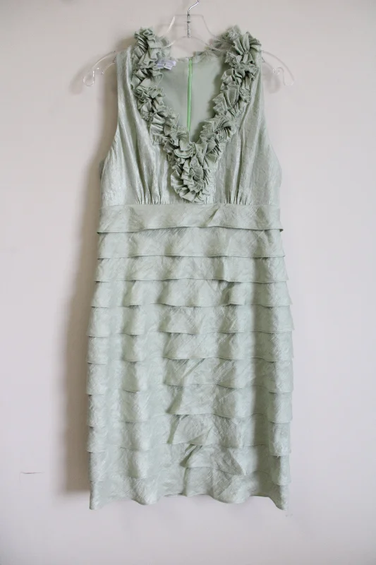 London Times Light Green Dress | 12 Boat Neckline Classic