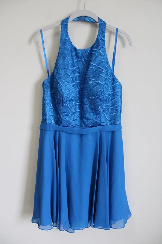 NEW Abby Paris Royal Blue Chiffon Dress | 12 Tunics Lace romantic