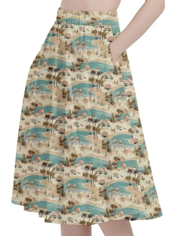 Vintage Vacation Full Circle Skirt linen skirt natural