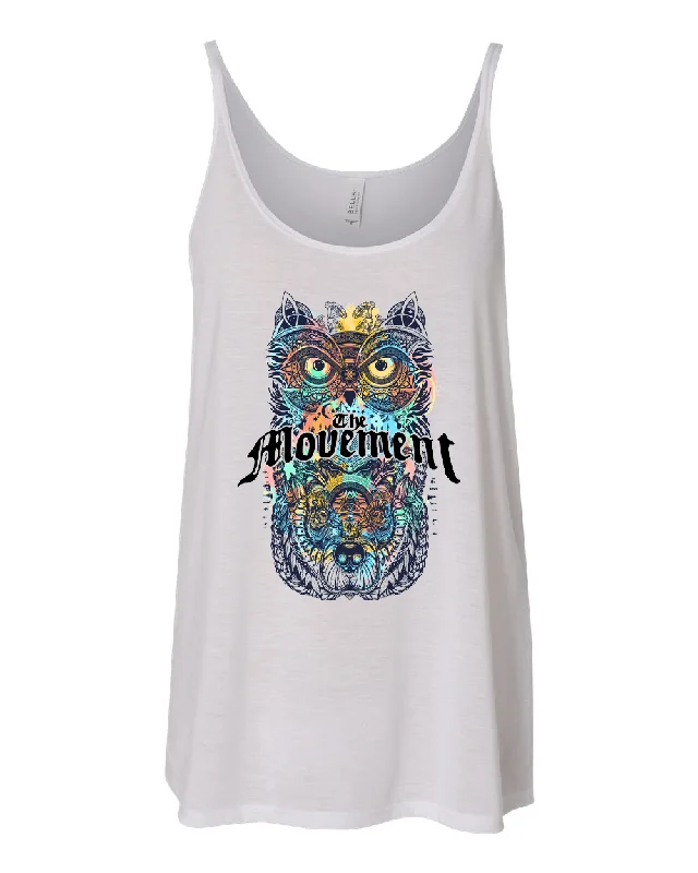 Women's Bear Owl Tank (White) slim fit tank