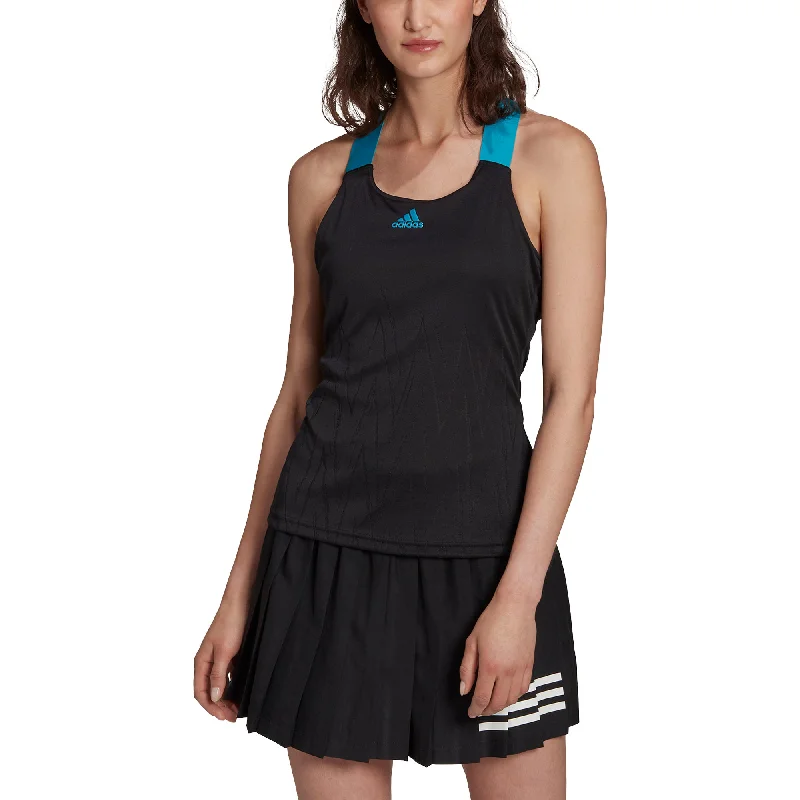 Adidas PrimbeBlue Y-Tank Black Womens Tennis Tank Top mesh tank top