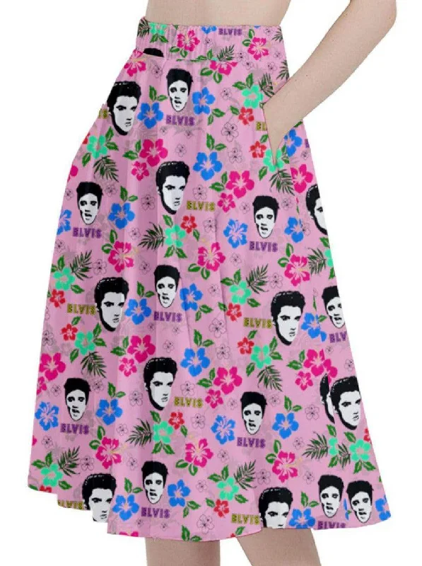 Hawaii Elvis Full Circle Skirt Various Colours denim skirt trendy