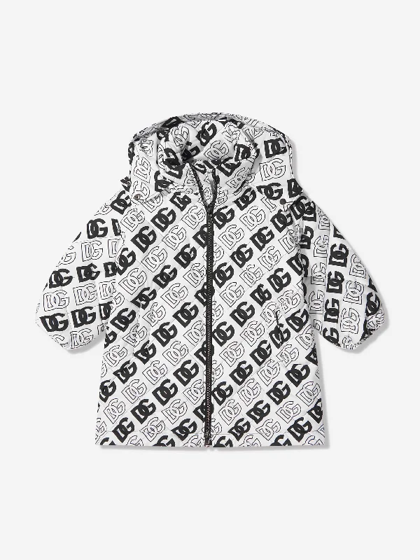 Dolce & Gabbana Kids All Over Logo Print Hooded Jacket Wool Jacket Cashmere Jacket Tweed Jacket